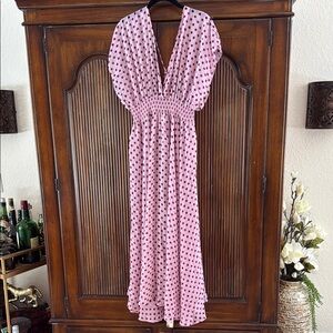 Kate Spade Pink and Purple Dot Maxi Swim Coverup
